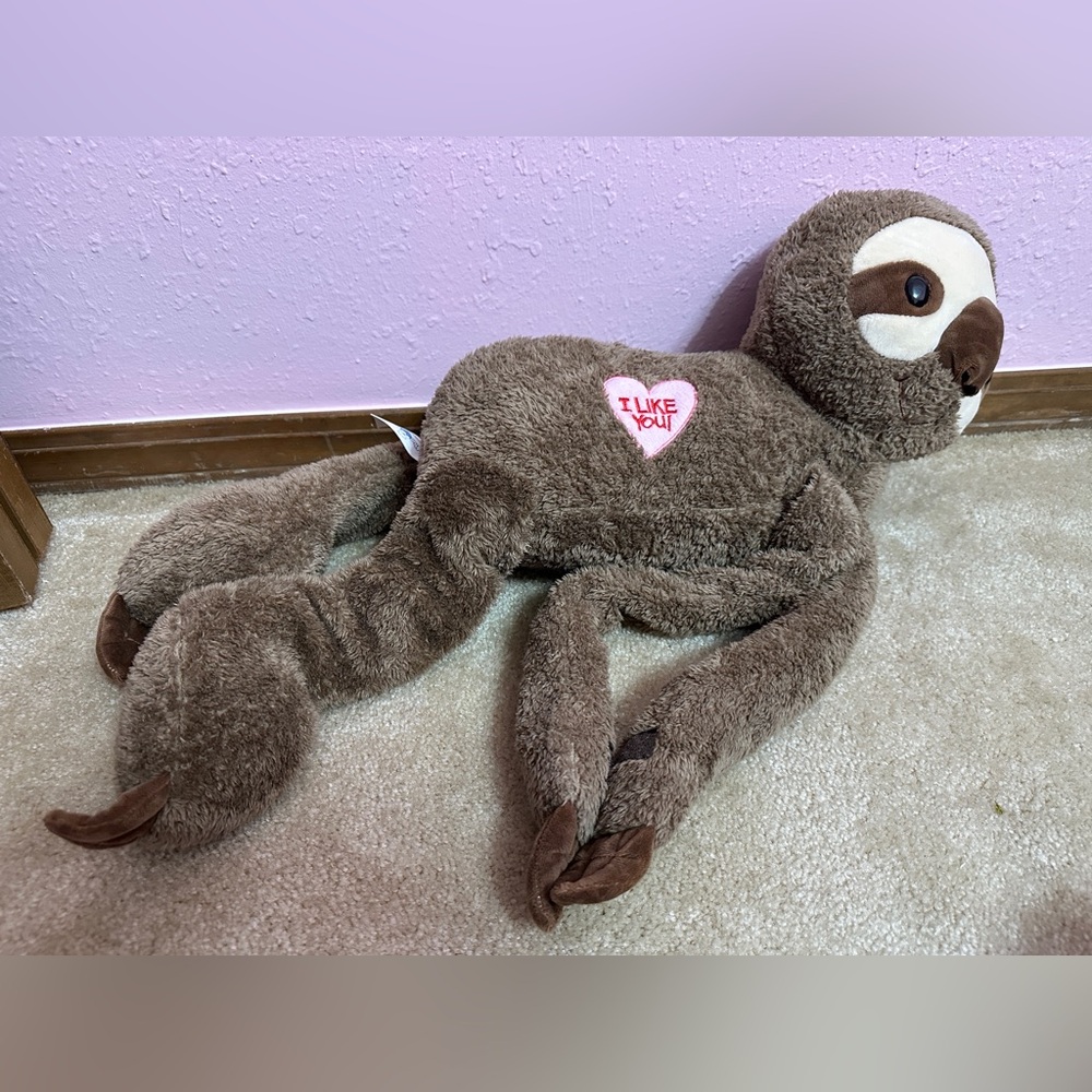 Hug Fun 26" Sloth Plush Brown Large Hanging Hook & Loop Arms Realistic